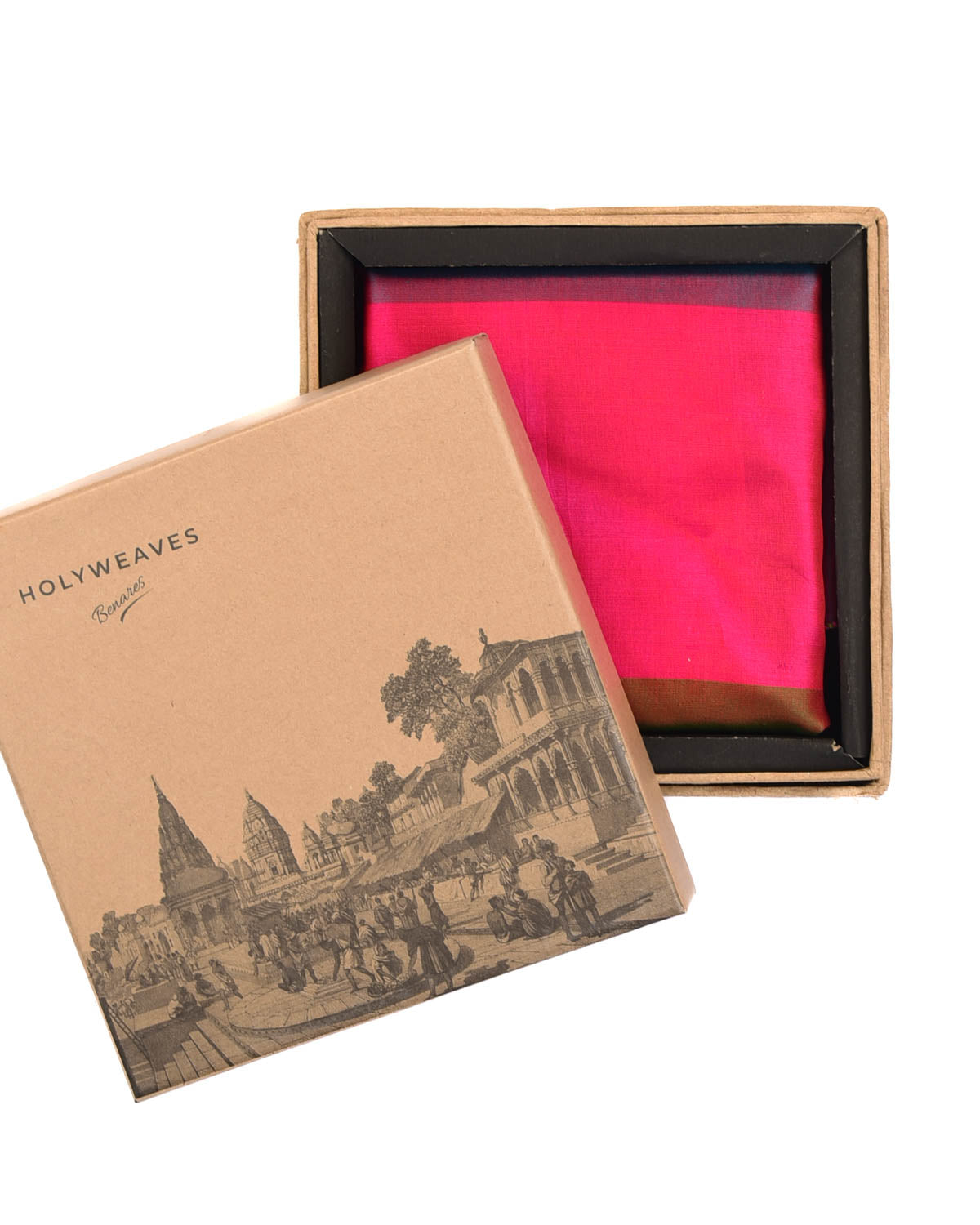 Rainbow Red-Pink Twin-Layer Double-Sided Ombre Handwoven Silk Pocket Square for Men with Spiral Hand-Hemming-HolyWeaves