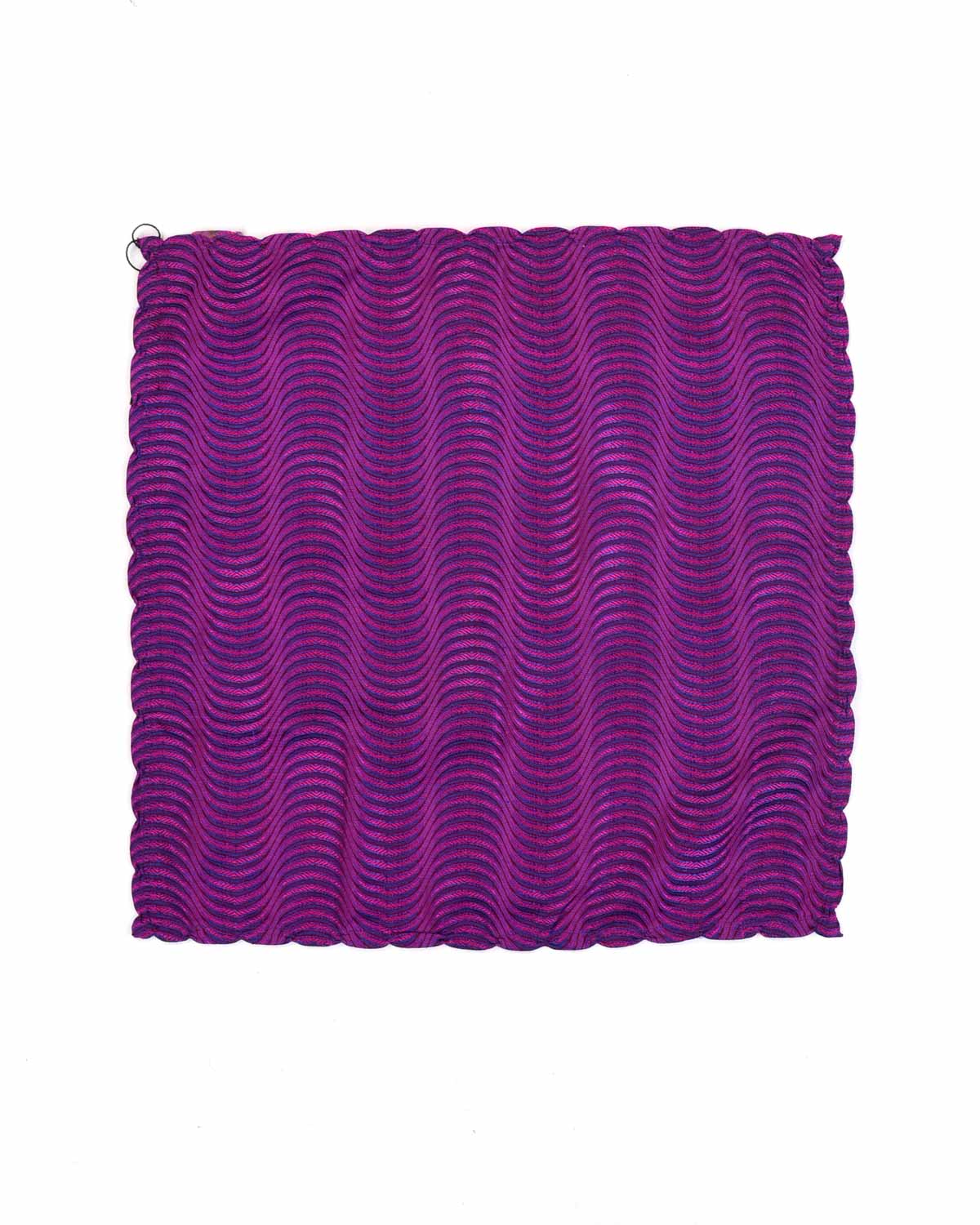 Purple Illusion Tanchoi Brocade Handwoven Silk Pocket Square for Men with Scallop Hand-Hemming-HolyWeaves