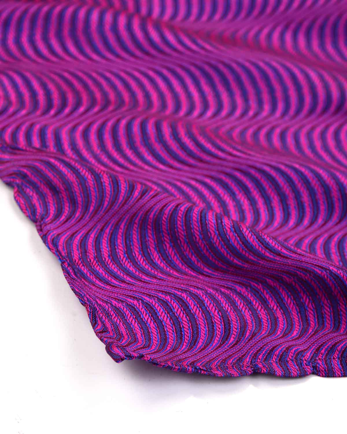 Purple Illusion Tanchoi Brocade Handwoven Silk Pocket Square for Men with Scallop Hand-Hemming-HolyWeaves