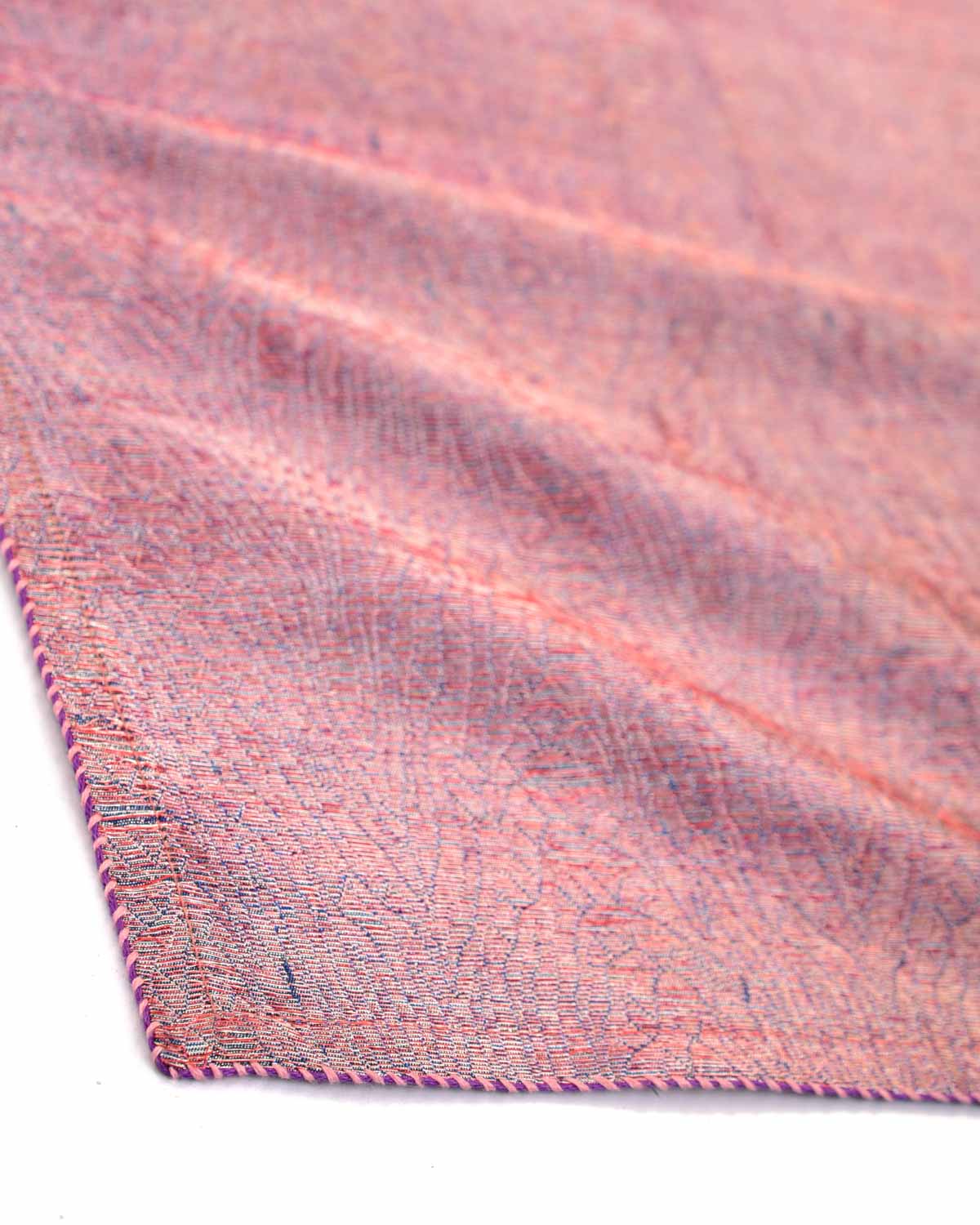 Metallic Garnet Zari Tiger Stripes Brocade Handwoven Silk Pocket Square for Men with Spiral Hand-Hemming-HolyWeaves