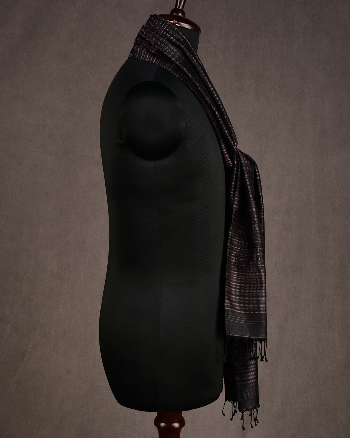 Black Multi-Color Geeta Shlok Brocade Handwoven Silk Unisex Scarf 72"x21"-HolyWeaves