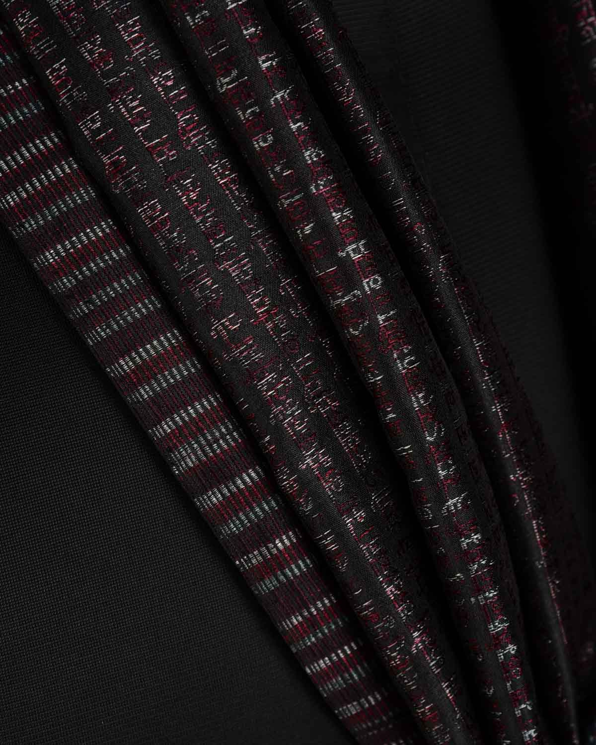 Black Multi-Color Geeta Shlok Brocade Handwoven Silk Unisex Scarf 72"x21"-HolyWeaves