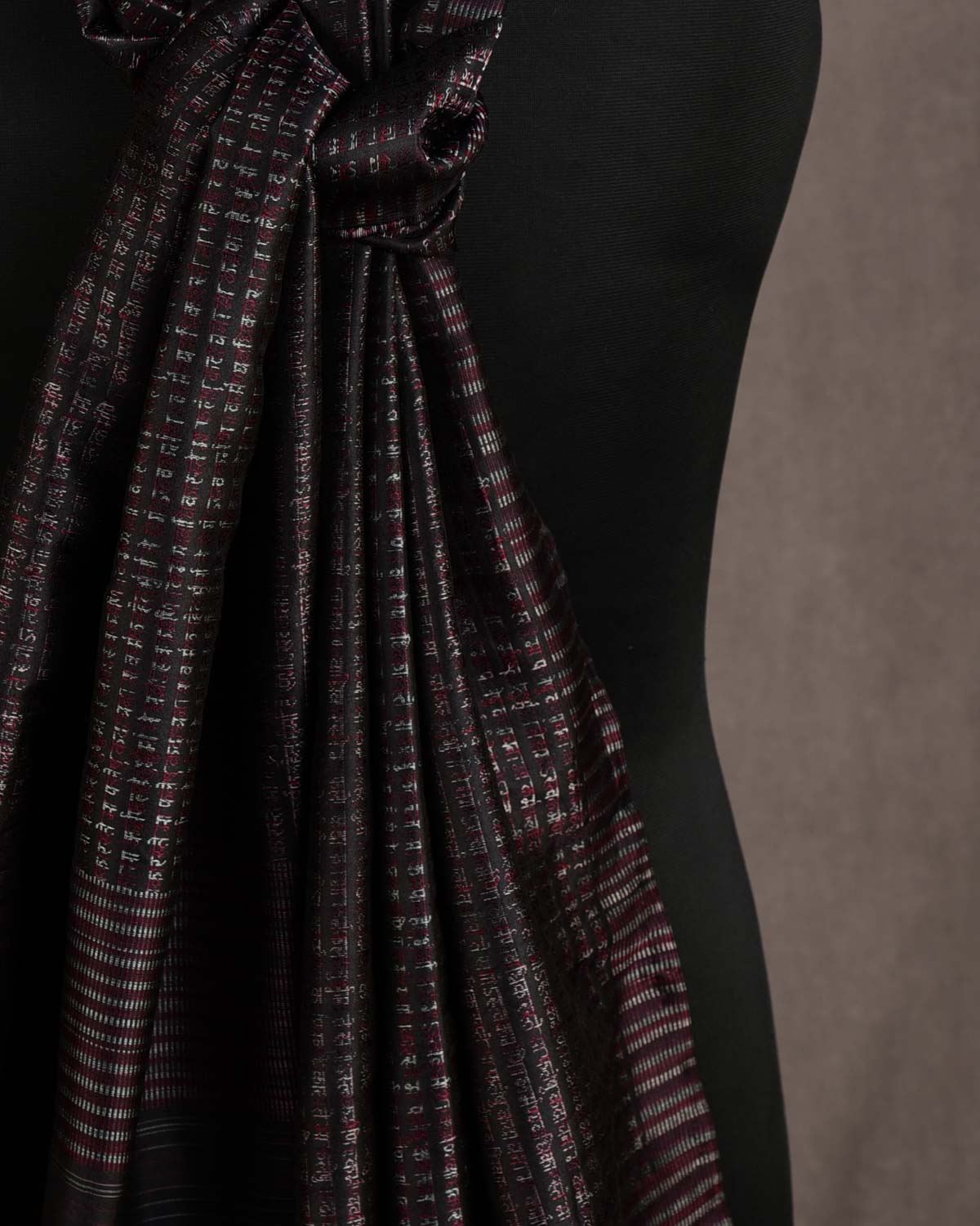 Black Multi-Color Geeta Shlok Brocade Handwoven Silk Unisex Scarf 72"x21"-HolyWeaves