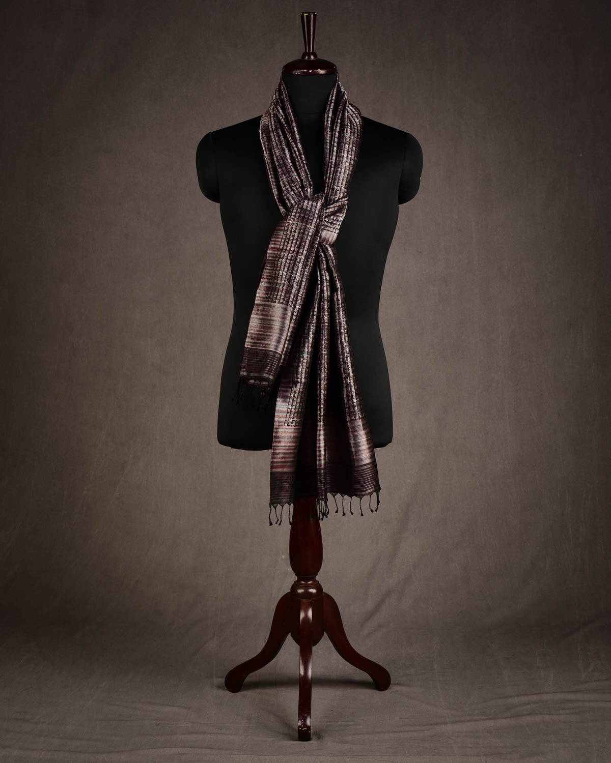 Mahogany Multi-Color Geeta Shlok 2.47 Brocade Handwoven Silk Unisex Scarf 80"x21"-HolyWeaves