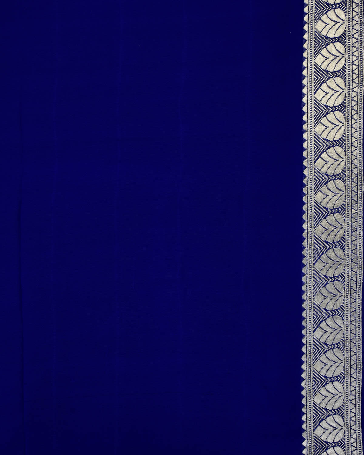 Royal Blue Banarasi Gold Zari Diagonal Stripes Cutwork Brocade Handwoven Khaddi Georgette Saree-HolyWeaves