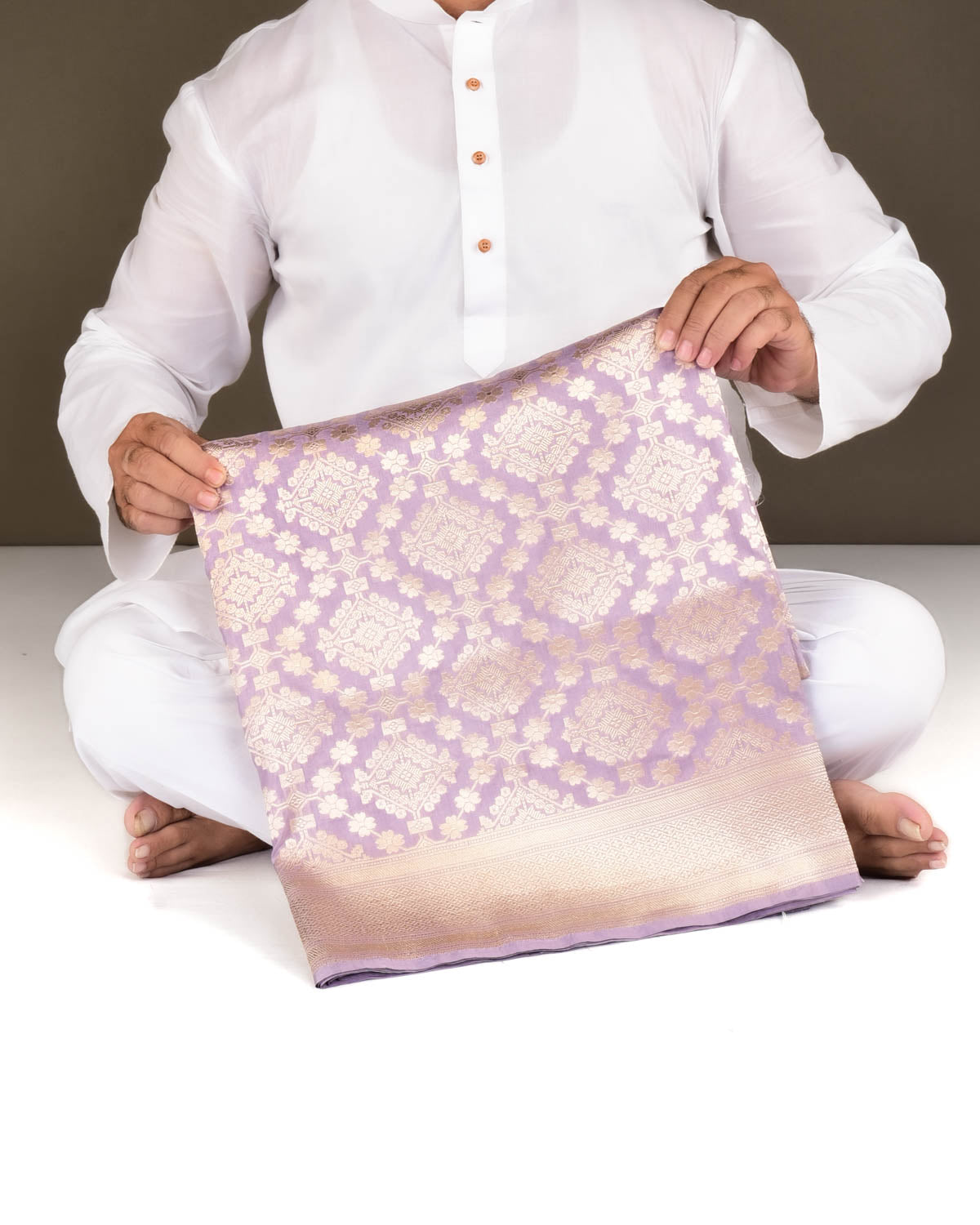 Mauve Banarasi Gold Zari Jaal Cutwork Brocade Handwoven Katan Silk Saree-HolyWeaves