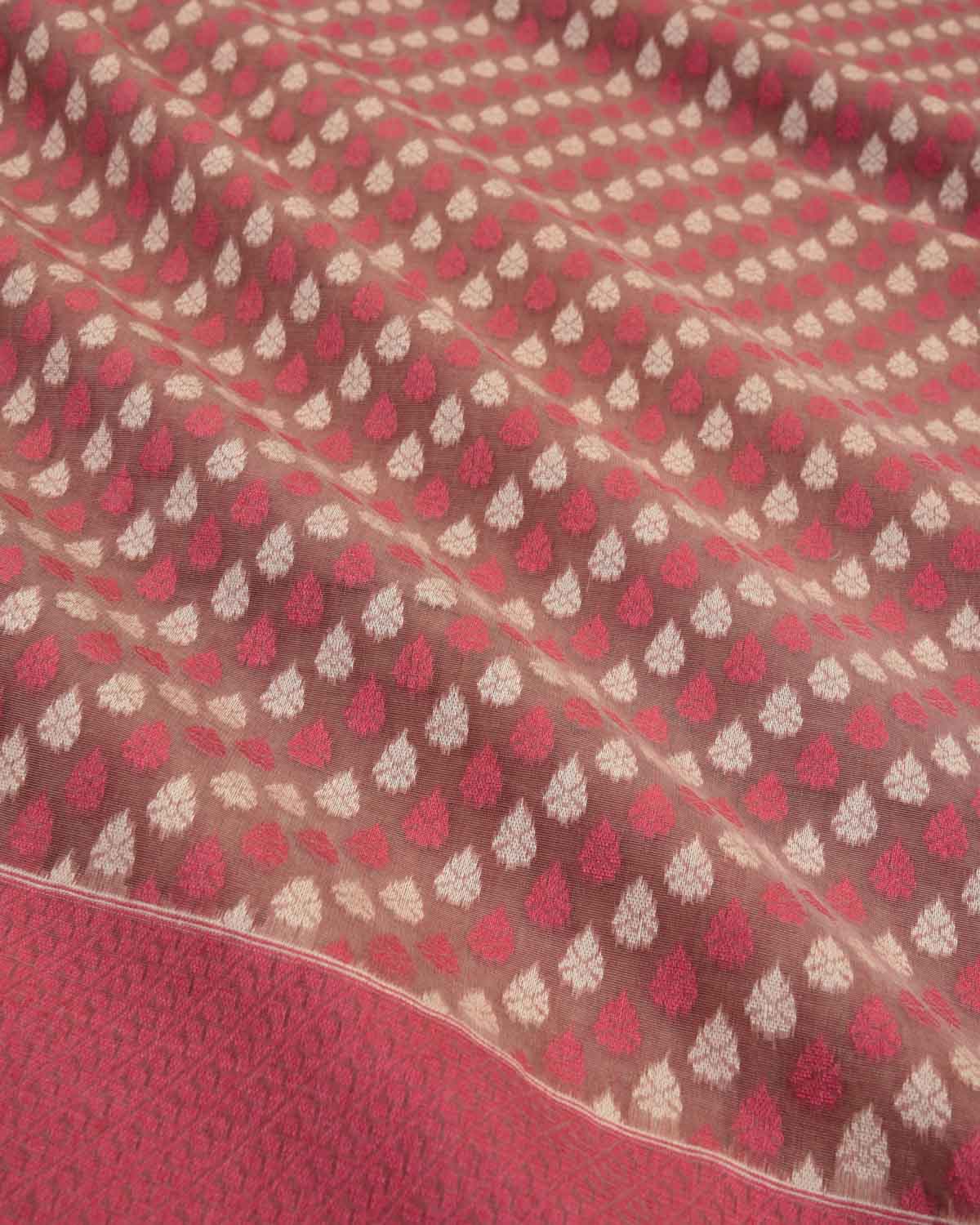 Redwood Banarasi Maheen Resham & Gold Zari Ghani Buti Cutwork Brocade Handwoven Cotton Silk Saree-HolyWeaves
