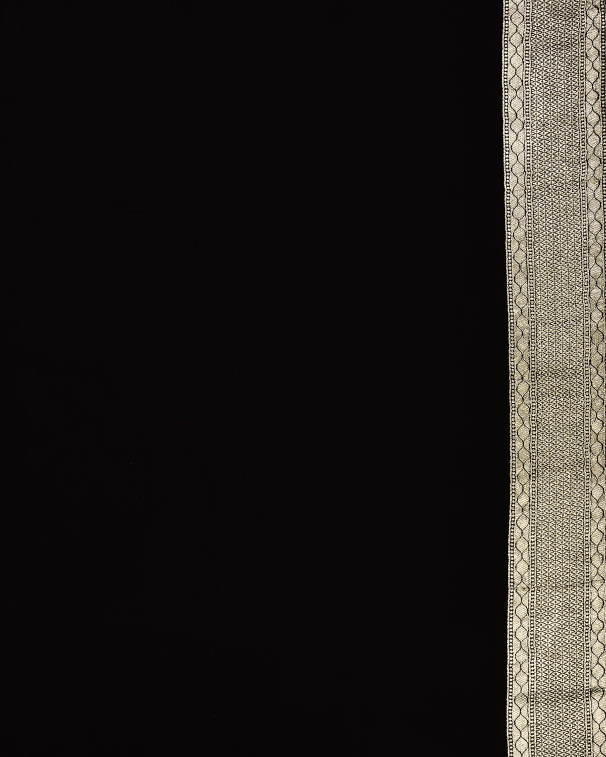 Ombré Grey-Black Banarasi Horizontal Stripes Cutwork Brocade Handwoven Khaddi Georgette Saree with Contrast Pink Border Pallu - By HolyWeaves, Benares