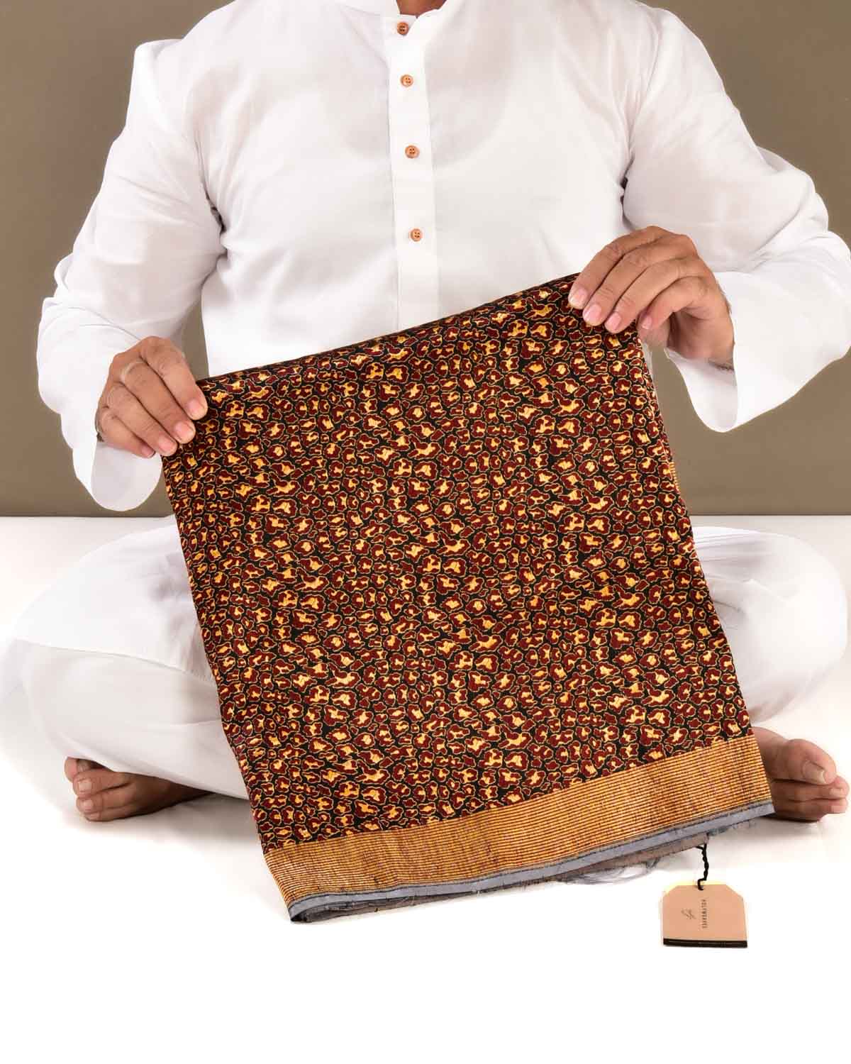 Black Banarasi Alfi Jaguar Resham Brocade Handwoven Katan Silk Saree - By HolyWeaves, Benares