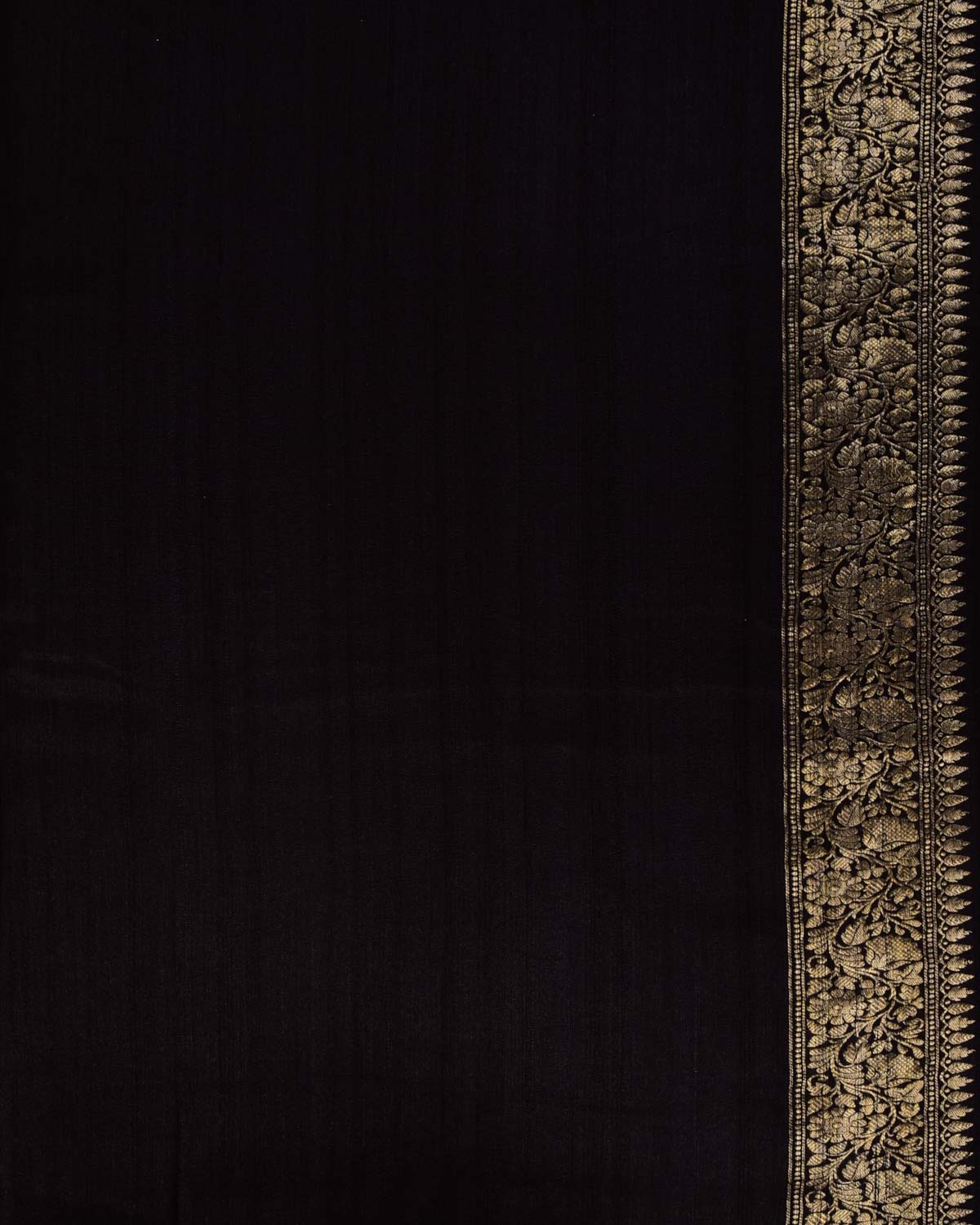 Black Banarasi Gold & Silver Zari Paisley Buta Kadhuan Brocade Handwoven Tasar Georgette Saree - By HolyWeaves, Benares