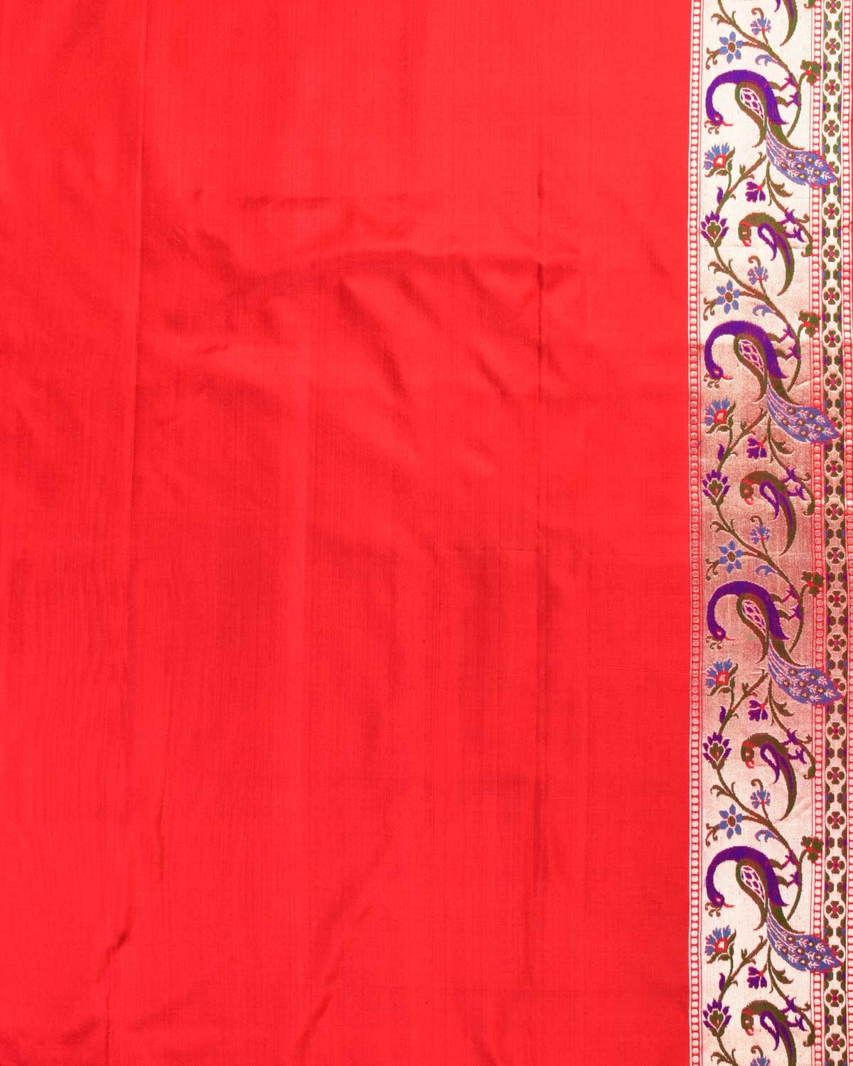 Black Banarasi Gold Zari Paithani Cutwork Brocade Handwoven Katan Silk Saree with Contrast Red Border & Pallu - By HolyWeaves, Benares