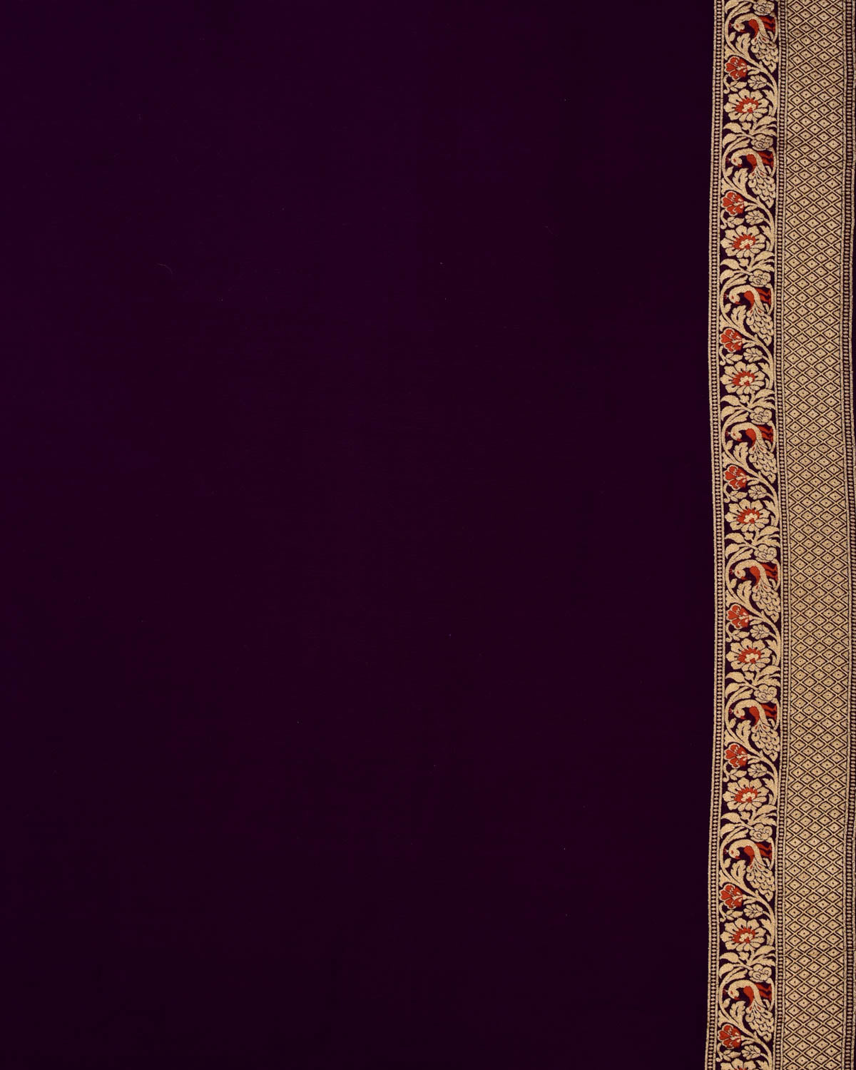 Purple Banarasi Mennedar Shikargah Jaal Cutwork Brocade Handwoven Georgette Saree-HolyWeaves