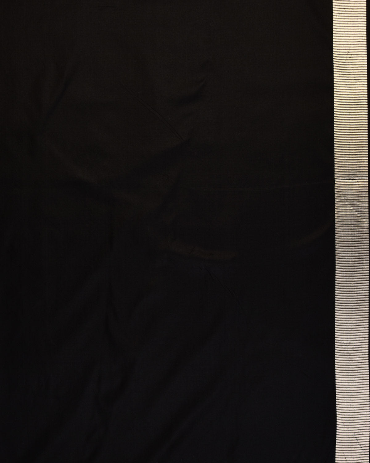 Black Banarasi Gold & Silver Zari Alfi Chevron Brocade Handwoven Katan Silk Saree-HolyWeaves