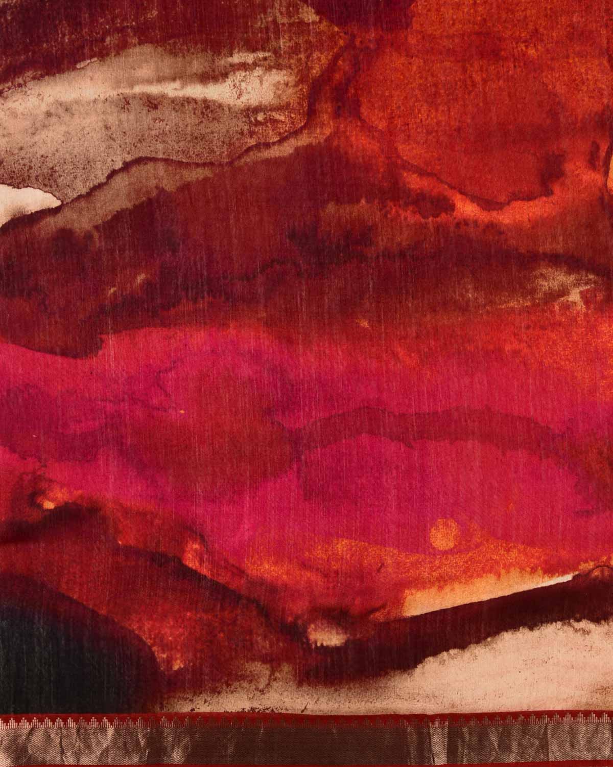 Red Shaded Digital Printed Woven Munga Silk Saree-HolyWeaves