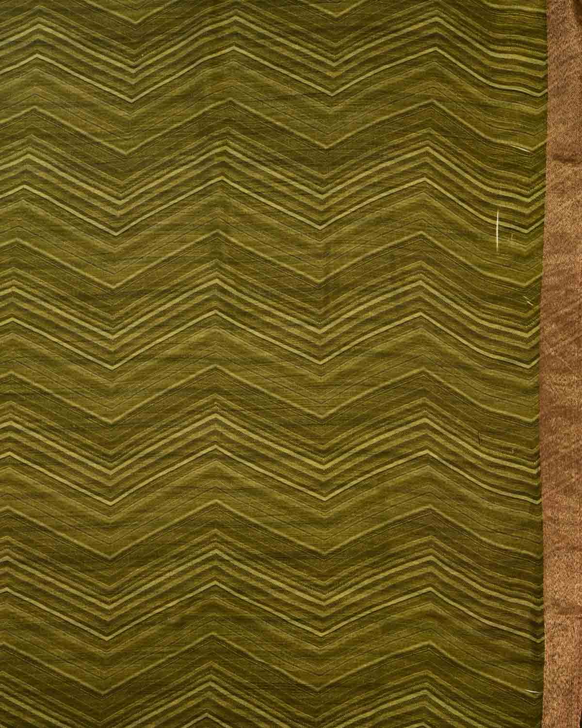 Green Multi Chevron Digital Printed Woven Munga Silk Saree with Zari Border-HolyWeaves