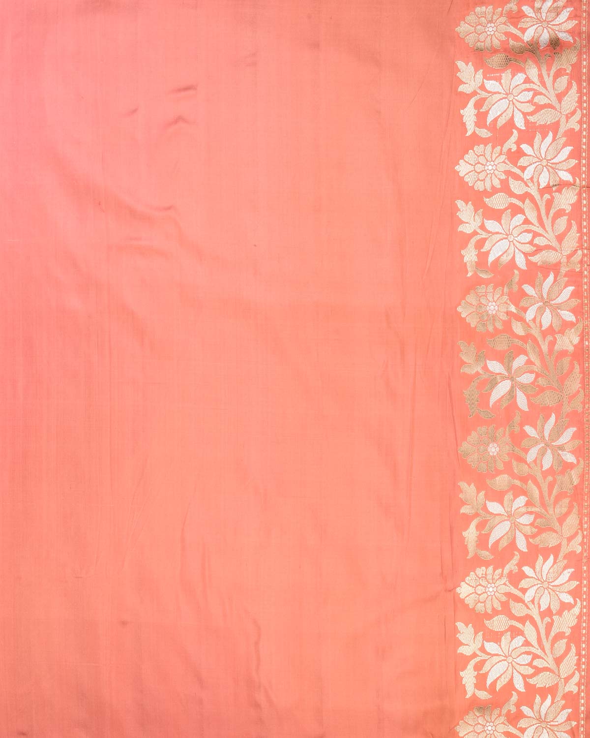 Peach Banarasi Sona Rupa Tuberose Floral Buta Kadhuan Brocade Handwoven Katan Silk Saree-HolyWeaves