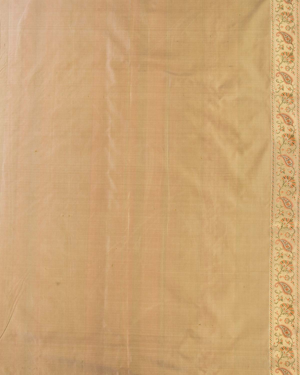 Beige Banarasi Paisely Brocade Handwoven Katan Jamawar Saree with Zari Cutwork-HolyWeaves