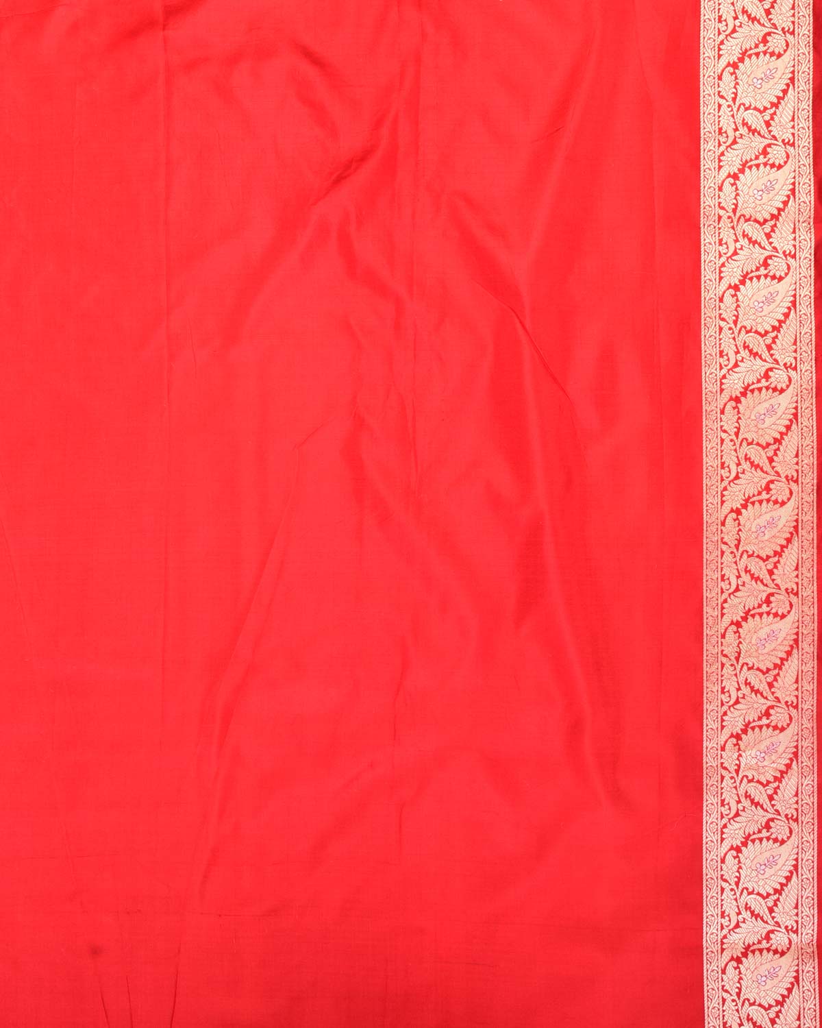 Bridal Red Banarasi Gold & Silver Zari Gulab Gharchola Cutwork Brocade Handwoven Katan Silk Saree-HolyWeaves