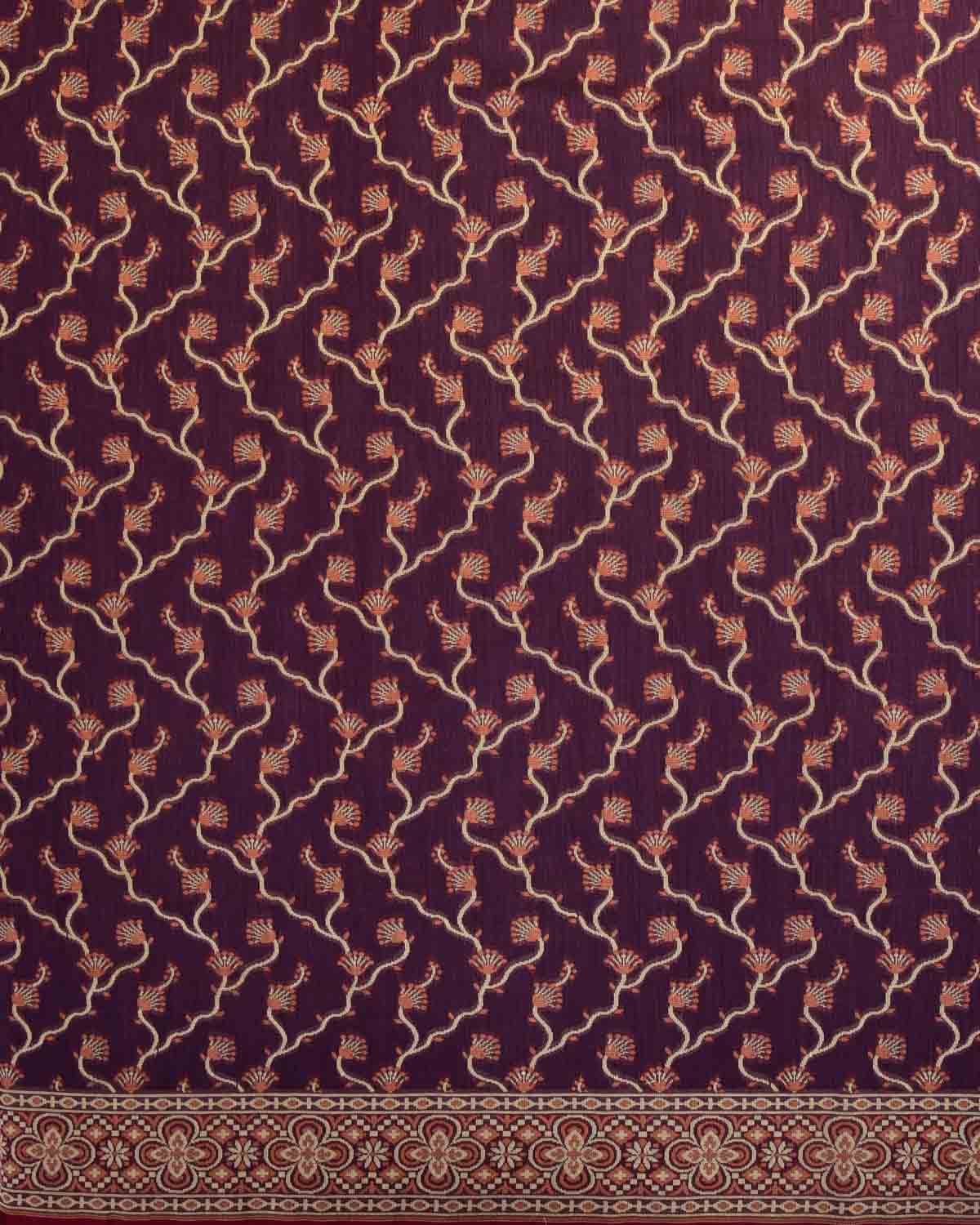 French Lilac Banarasi Alfi Resham Jaal Cutwork Brocade Woven Art Cotton Silk Saree-HolyWeaves