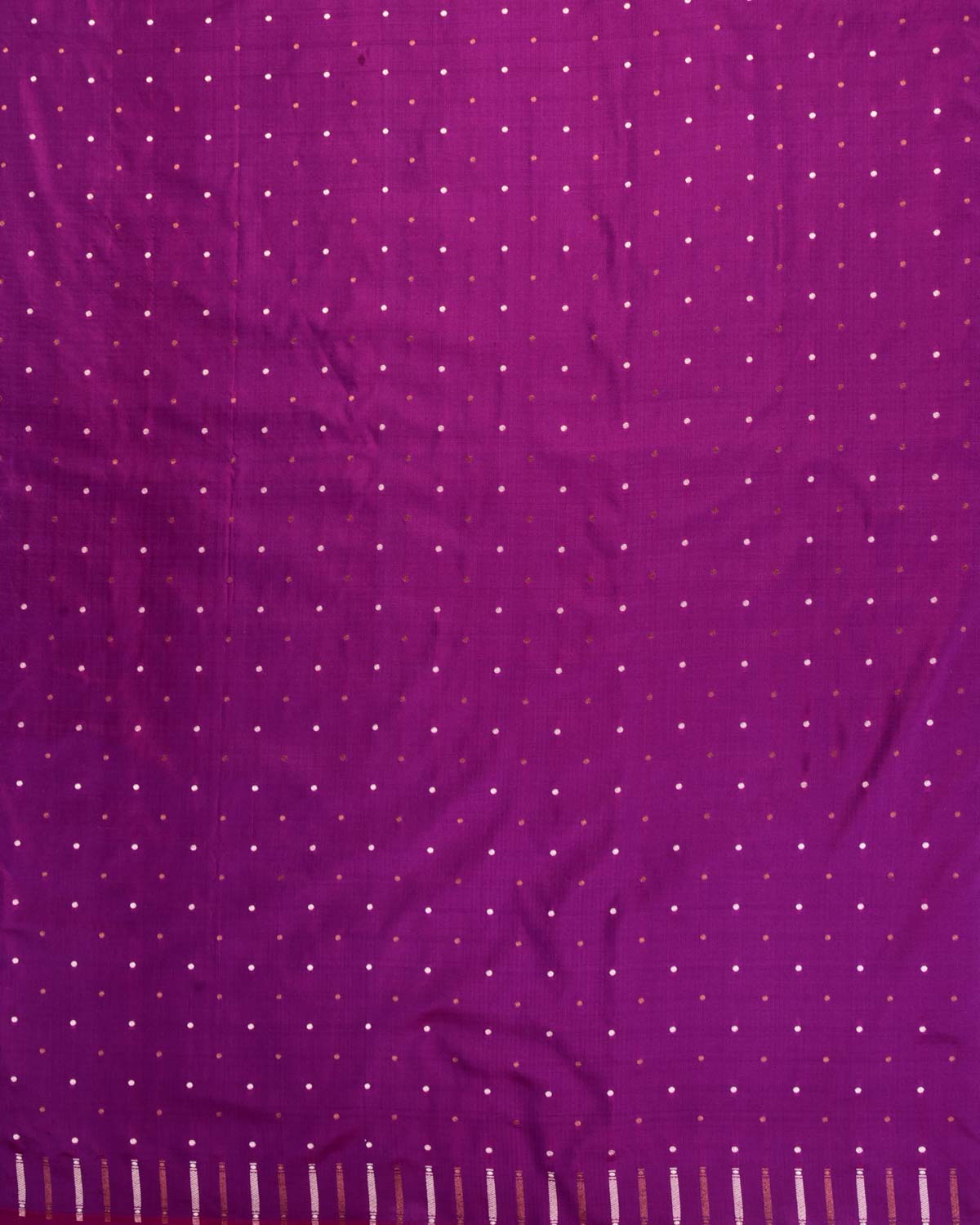 Shot Purple Banarasi Gold & Silver Zari Polka Buti Cutwork Brocade Handwoven Katan Silk Saree-HolyWeaves