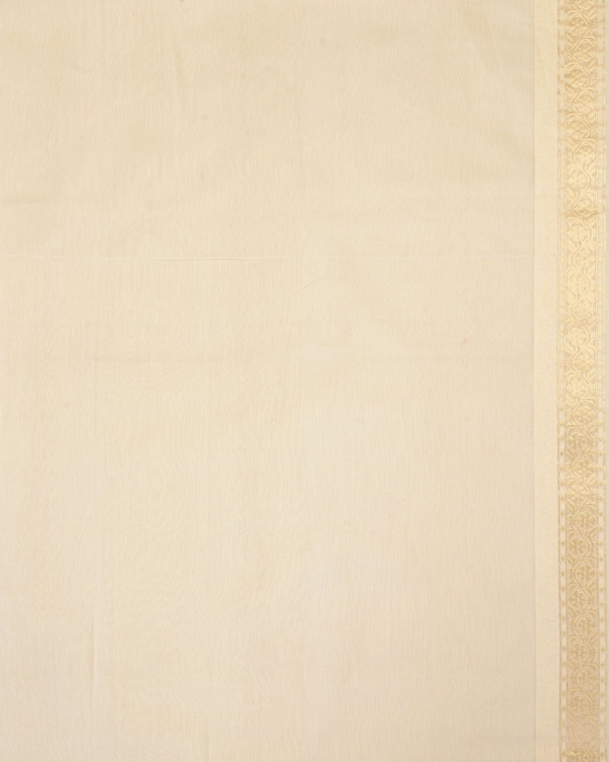 Cream Banarasi Gold Zari & White Resham Jharokha Cutwork Brocade Handwoven Cotton Silk Saree-HolyWeaves