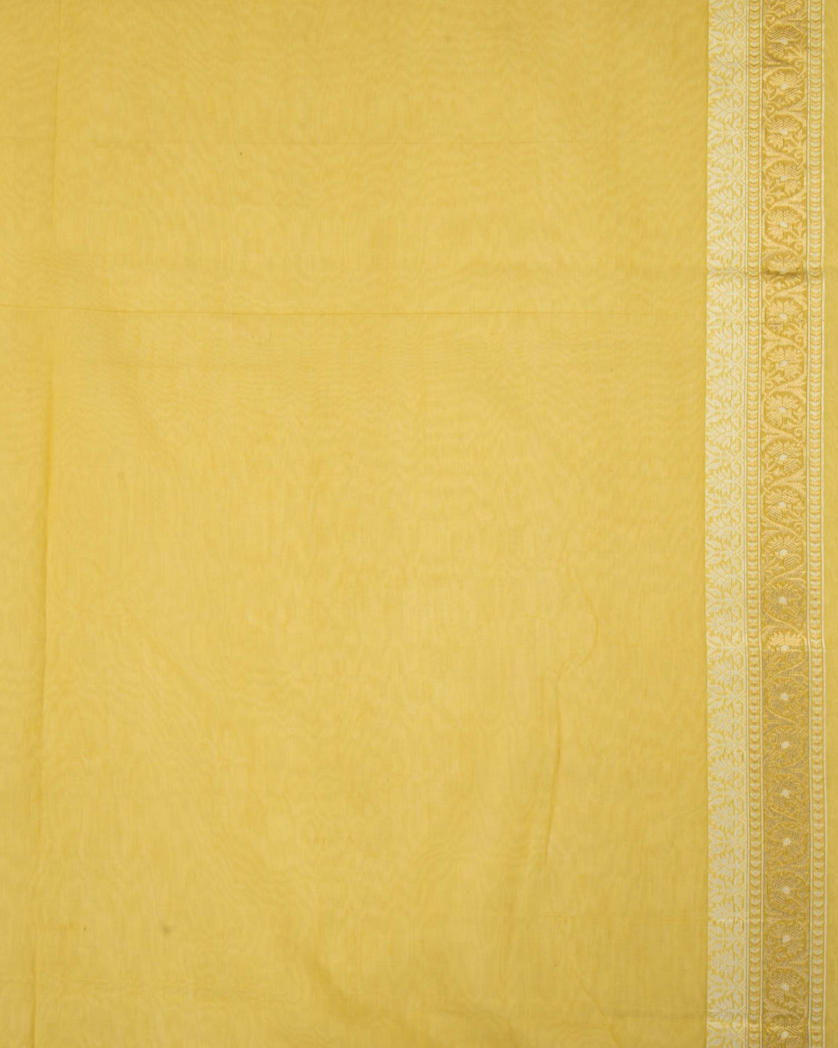 Yellow Banarasi Gold Zari & White Resham Lightening Strike Cutwork Brocade Handwoven Cotton Silk Saree-HolyWeaves