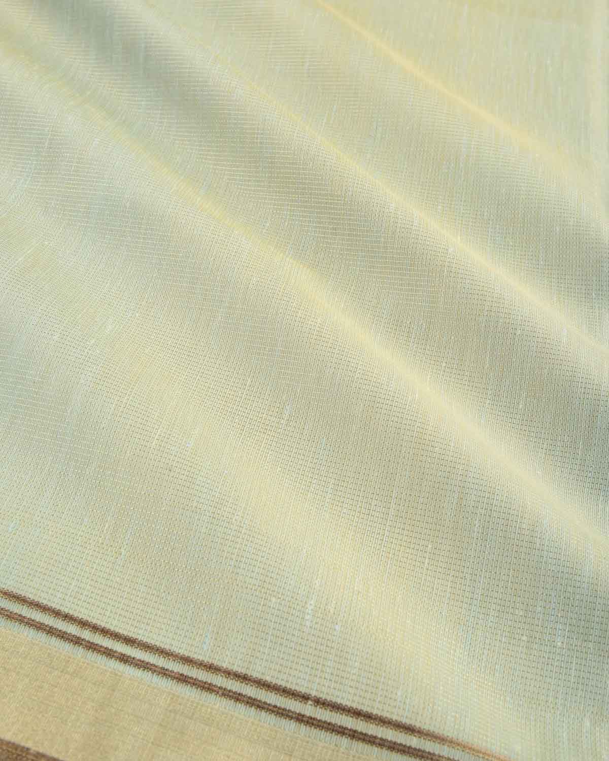 Metallic Blue Banarasi Dual Zari Border Brocade Woven Art Cotton Tissue Saree-HolyWeaves
