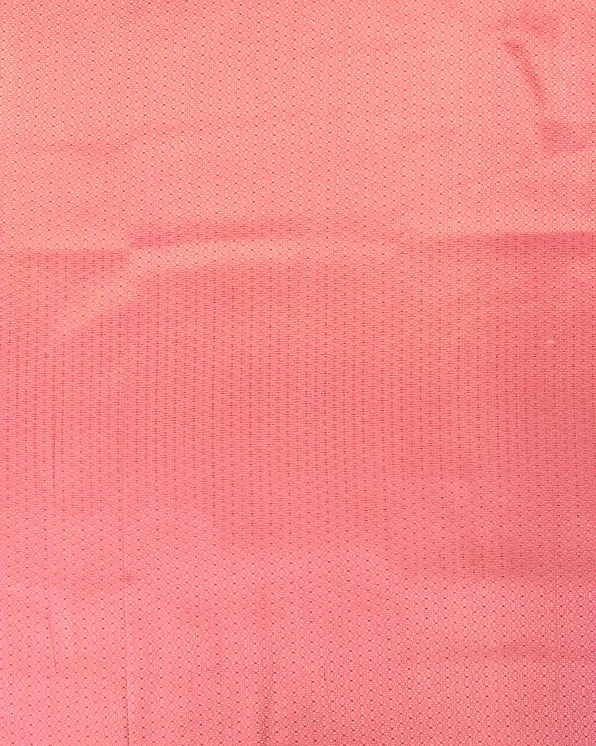 Beige Banarasi Gold Zari and Red Pink Resham Chevron Cutwork Brocade Handwoven Katan Silk Saree with Contrast Blouse-HolyWeaves