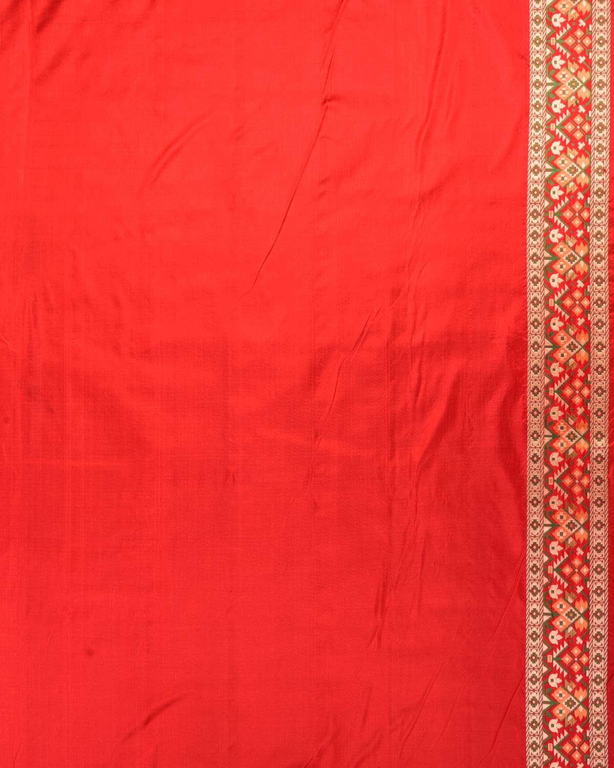 Bridal Red Banarasi Traditional Patola Tehri Cutwork Brocade Handwoven Katan Silk Saree-HolyWeaves