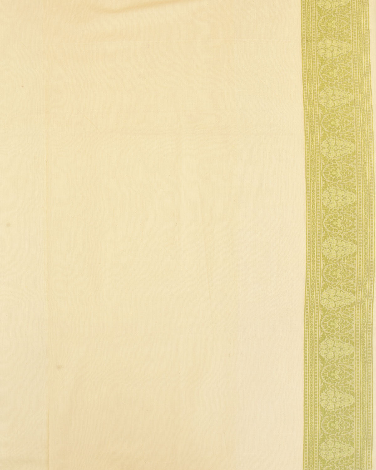 Green On Cream Banarasi Alfi Morpankh Jaal Cutwork Brocade Woven Art Cotton Silk Saree-HolyWeaves
