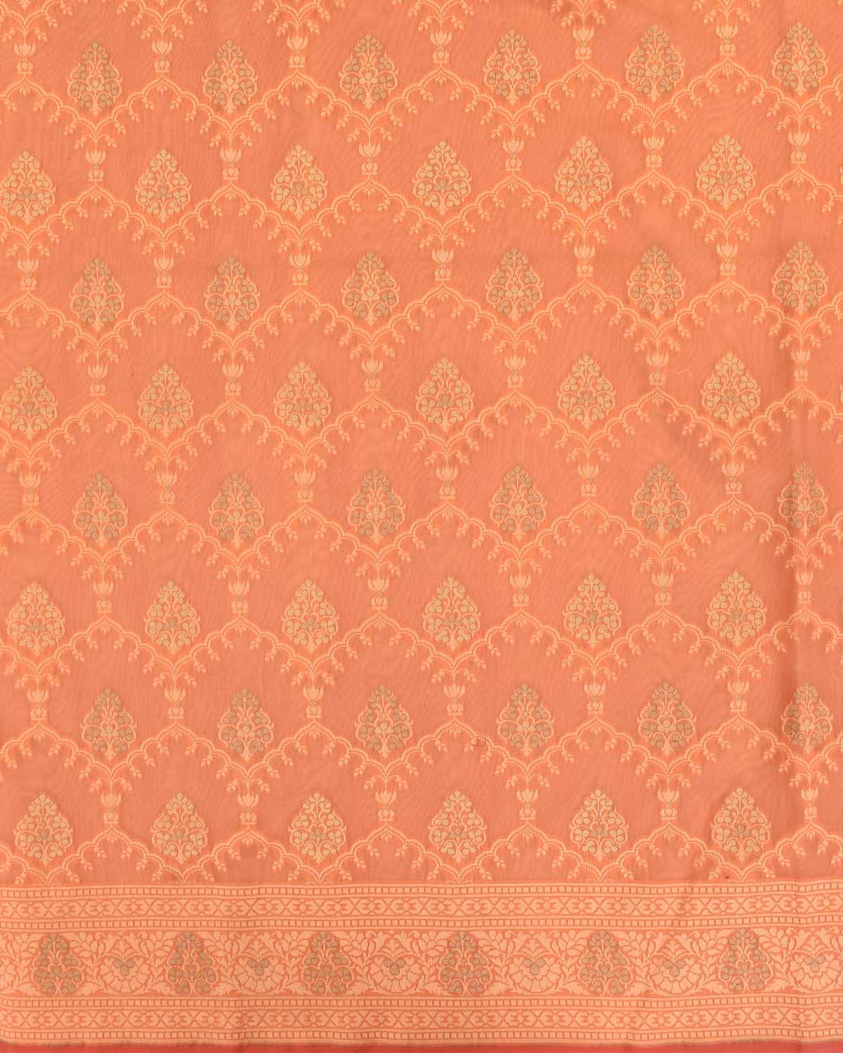 Orange Banarasi Alfi Resham Buta Jaal Cutwork Brocade Woven Art Cotton Silk Saree-HolyWeaves