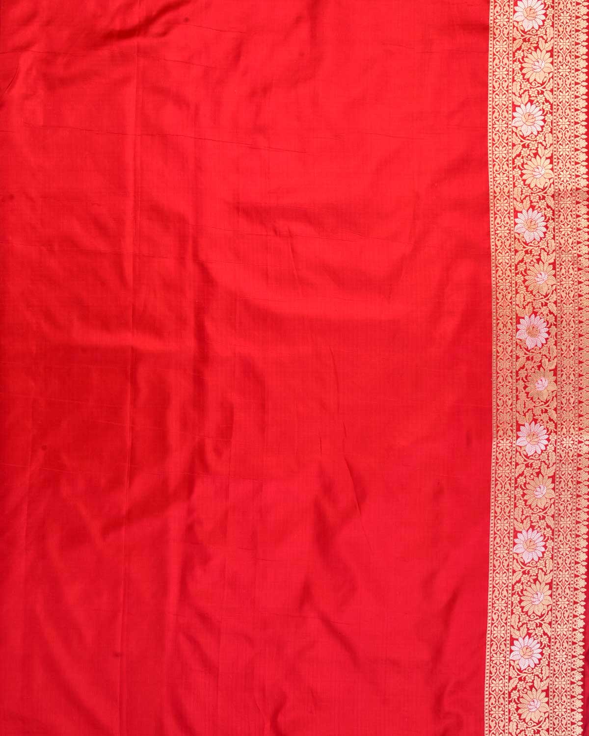 Bridal Red Banarasi Sona Rupa Zari Floral Jaal Cutwork Brocade Handwoven Katan Silk Saree-HolyWeaves