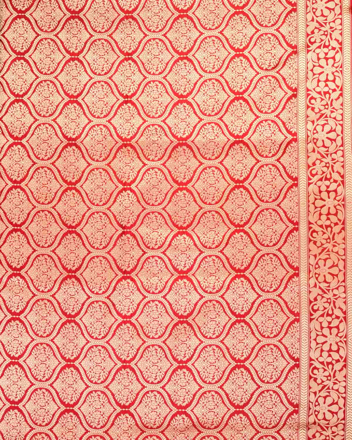 Marigold Yellow Banarasi Rangkaat Pallu Cutwork Brocade Handwoven Katan Silk Saree-HolyWeaves