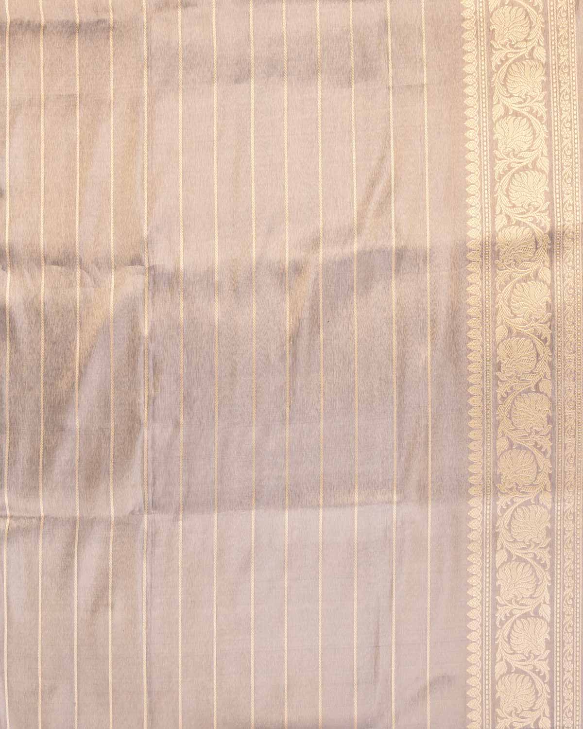 Metallic Blue Banarasi Sona Rupa Buti Chevron Kadhuan Brocade Handwoven Katan Tissue Saree-HolyWeaves