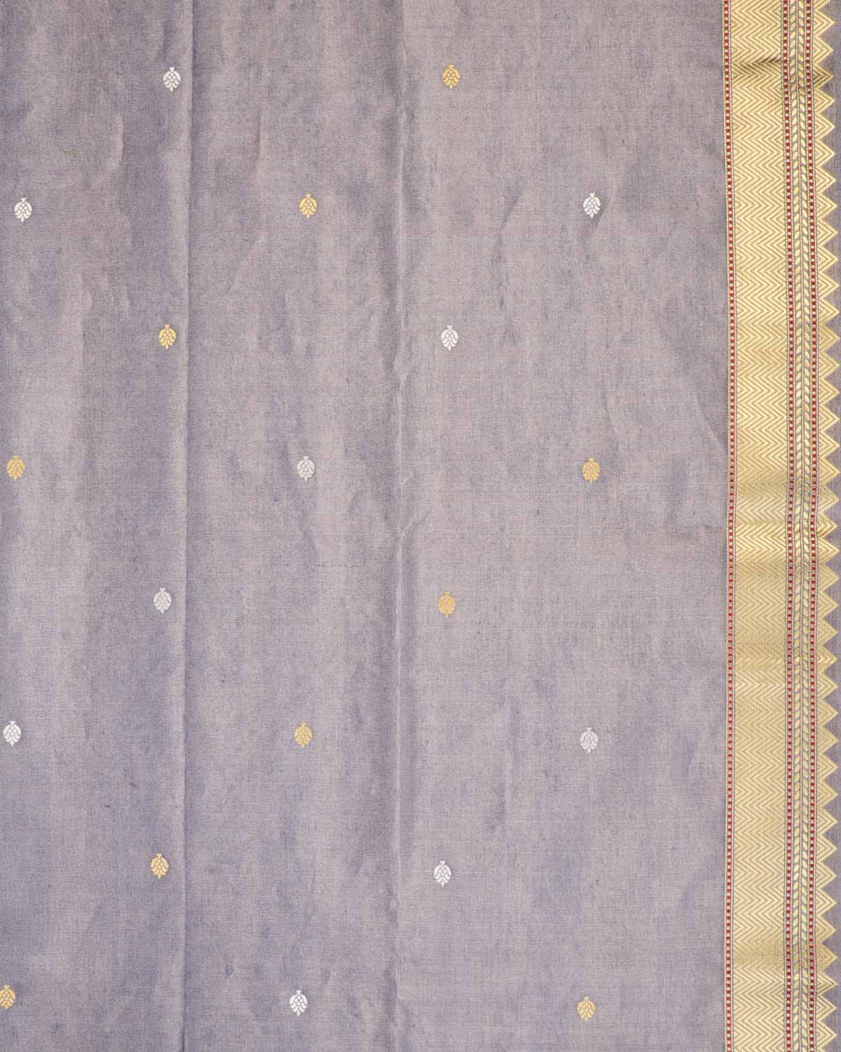 Metallic Blue Banarasi Gold & Silver Zari Diagonal Stripes Kadhuan Brocade Handwoven Kora Tissue Saree-HolyWeaves