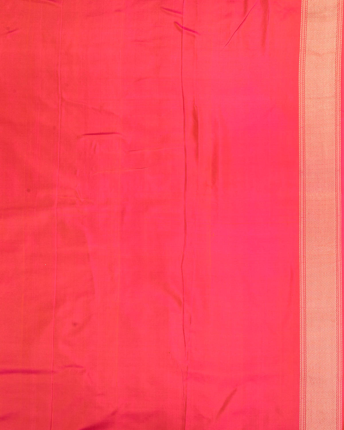 Shot Pink-Orange Banarasi Gold Zari Buti Kadhuan Brocade Handwoven Katan Silk Saree with Tehra Border-HolyWeaves