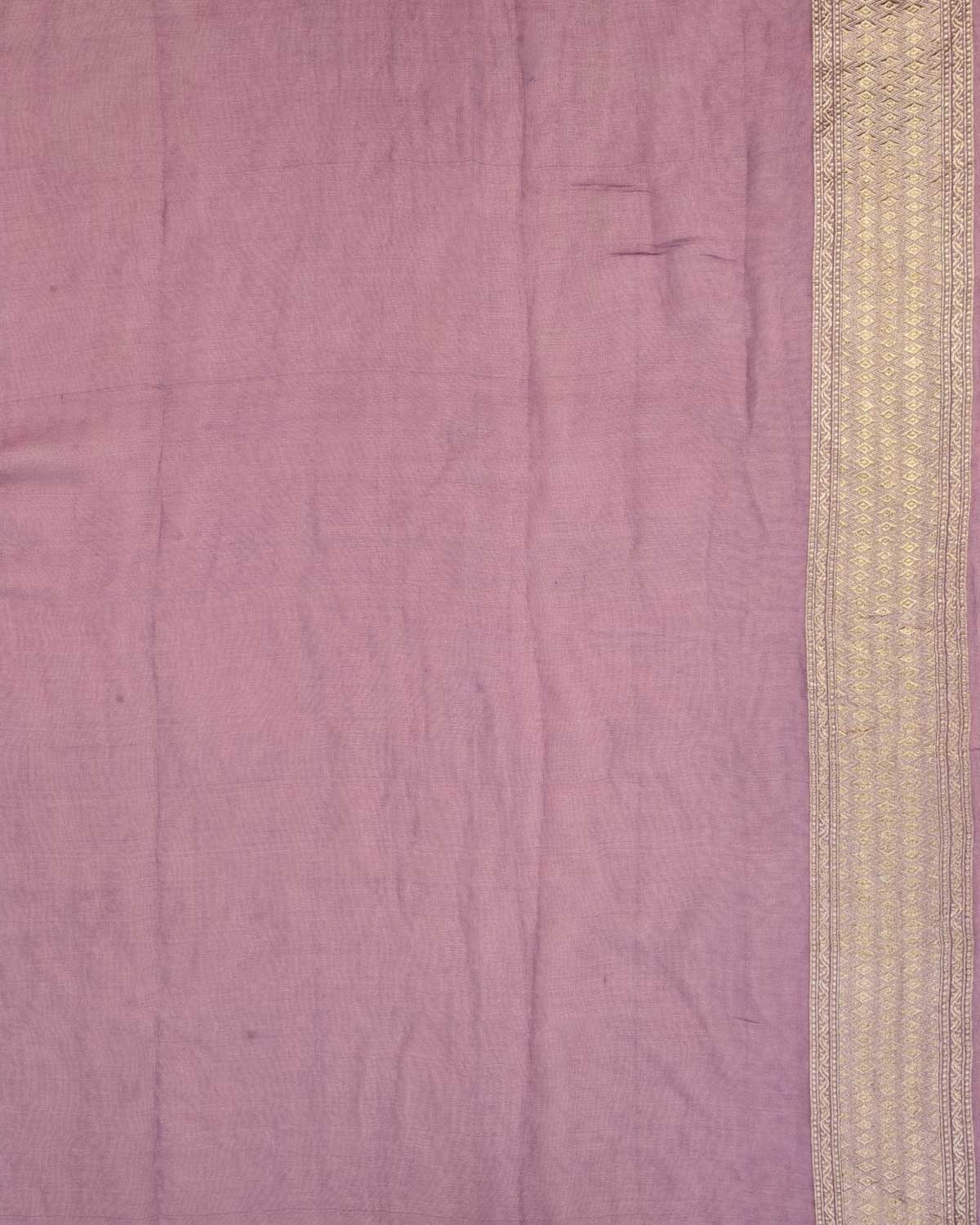 Lilac Banarasi Gold Zari Stripes Cutwork Brocade Handwoven Tissue Georgette Saree-HolyWeaves