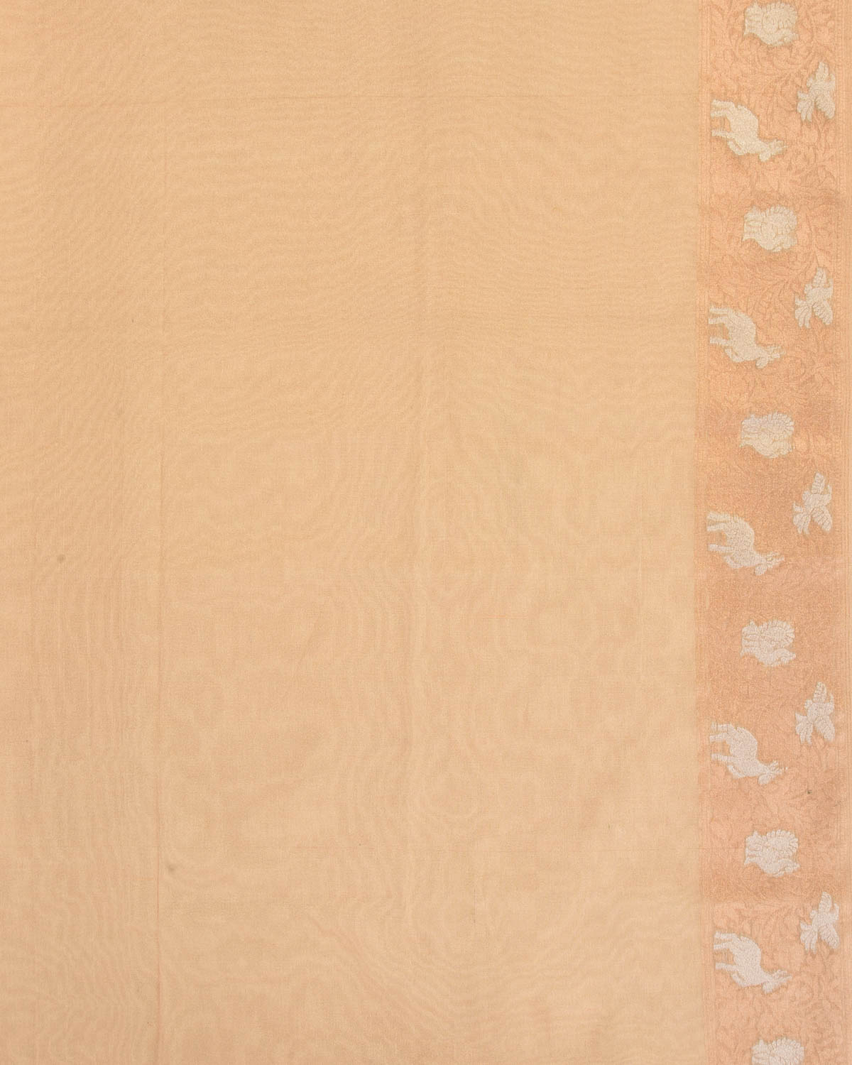 Metallic Peach Banarasi Ektara Shikargah Cutwork Brocade Handwoven Kora Tissue Saree with Koniya Buta-HolyWeaves