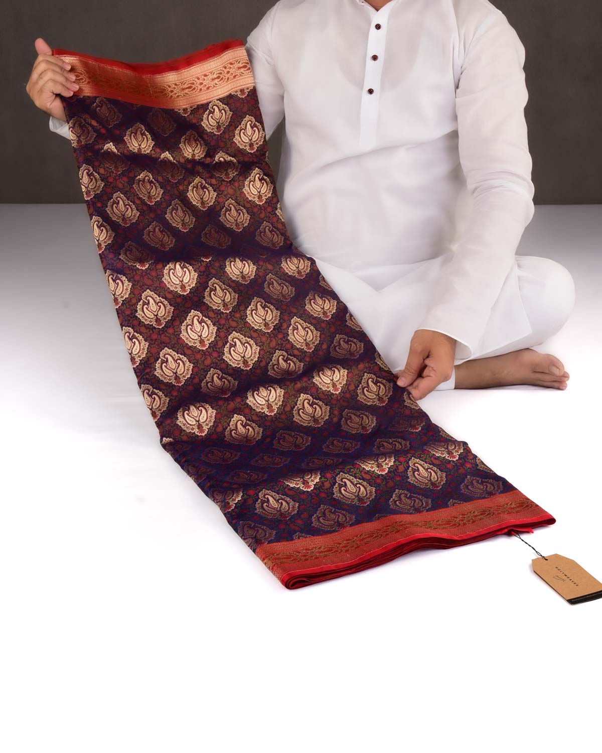 Shot Purple Banarasi Gold Zari & Resham Tehri Jamawar Brocade Handwoven Katan Silk Saree-HolyWeaves