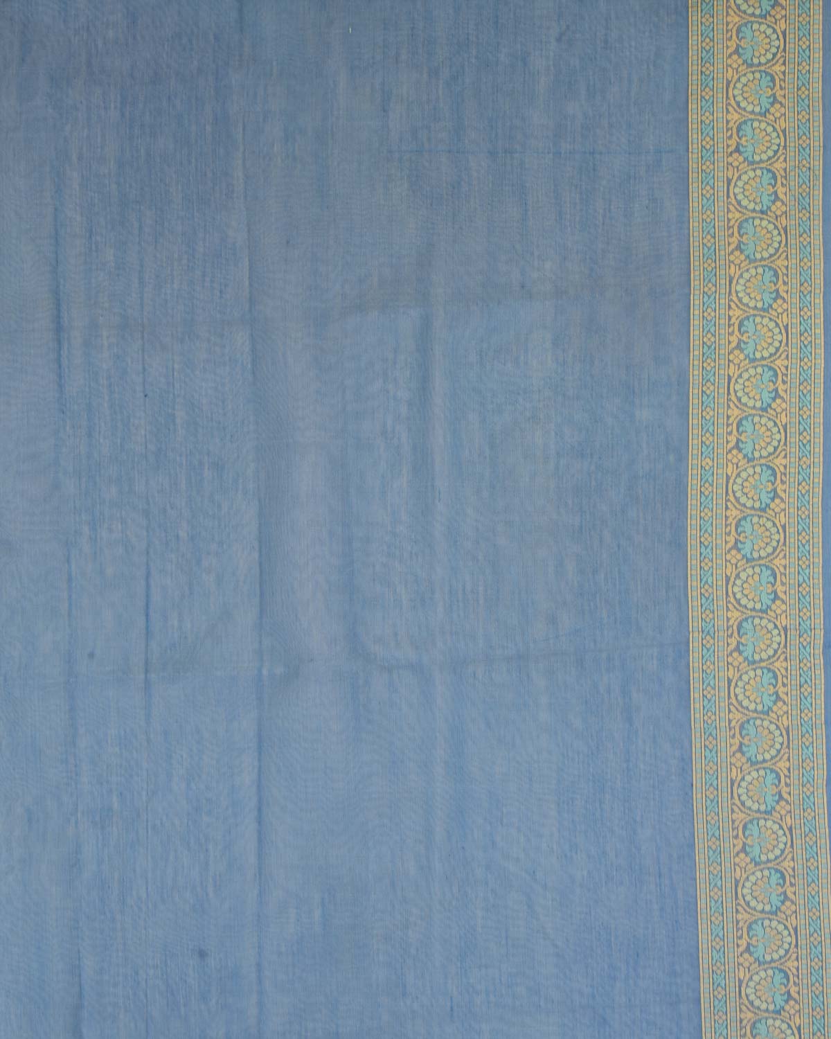 Blue Banarasi Leaf Paisley Alfi Resham Cutwork Brocade Woven Art Cotton Silk Saree-HolyWeaves