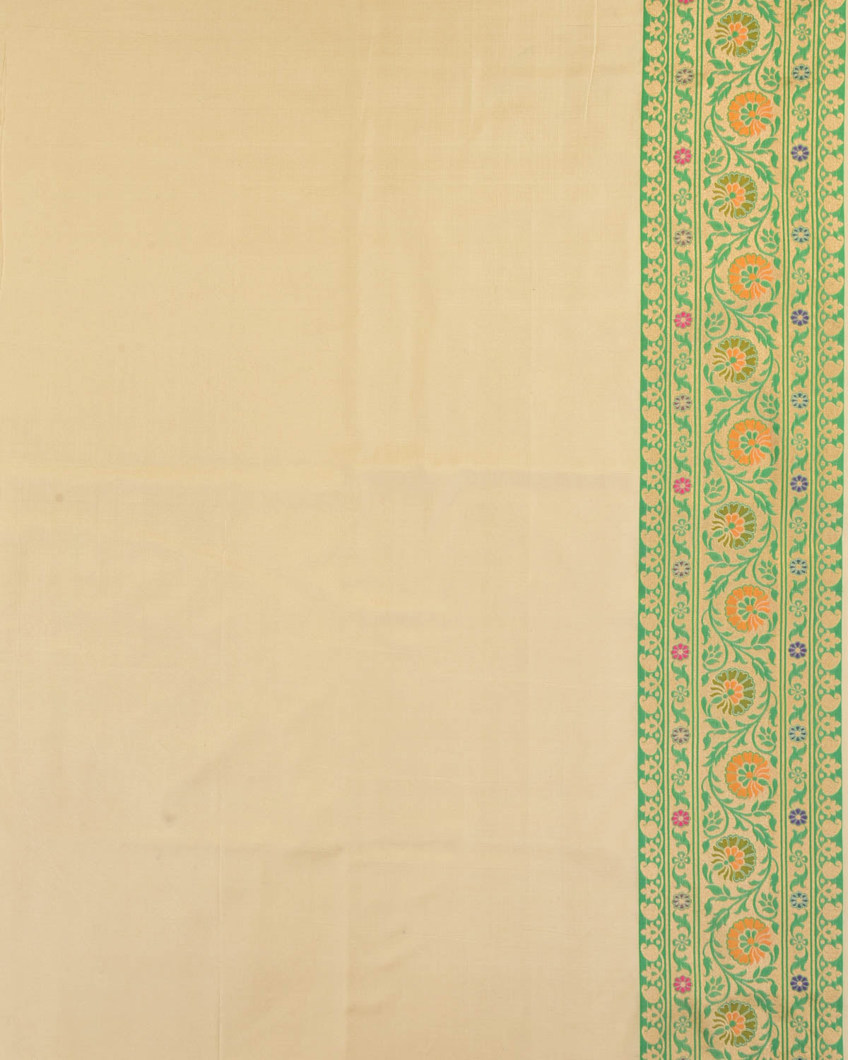 Cream Banarasi Patola Cutwork Brocade Handwoven Katan Silk Saree-HolyWeaves