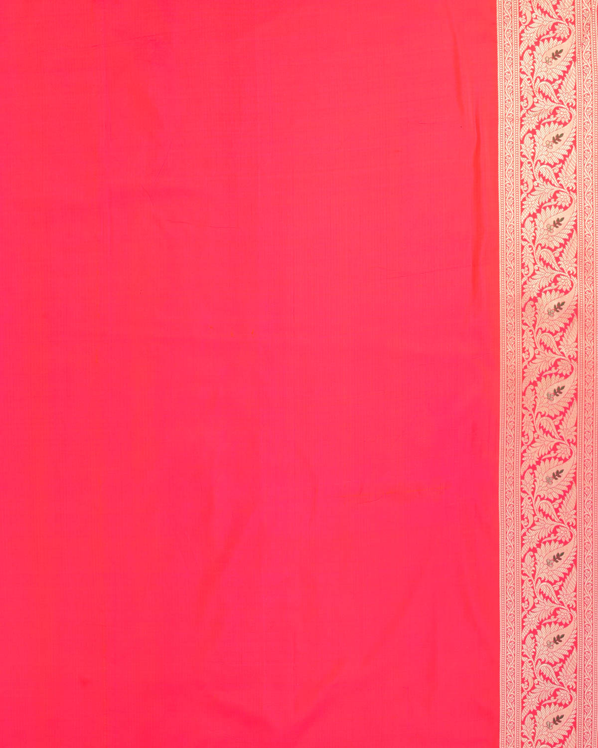 Shot Pink-Orange Banarasi Gold Zari & Meenekari Ornament Waves Cutwork Brocade Handwoven Katan Silk Saree-HolyWeaves
