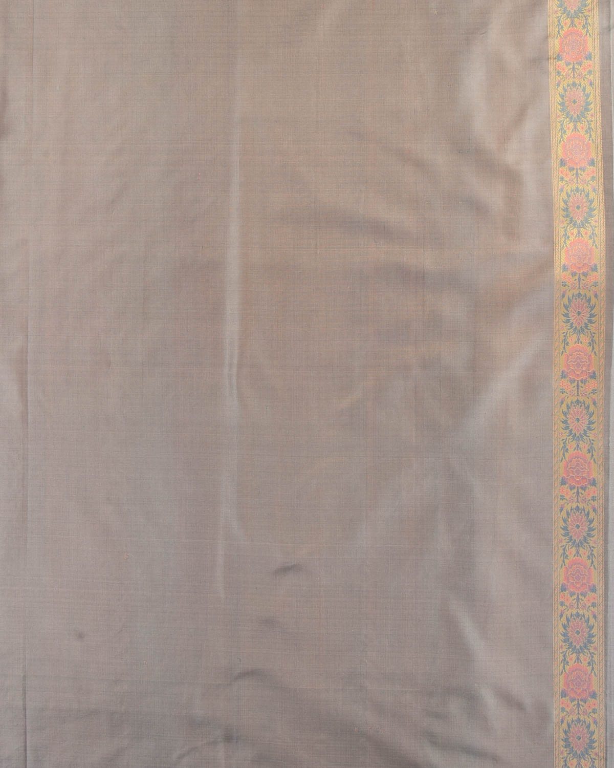Gray Tehra Floral Jaal Jamawar Handwoven Katan Silk Banarasi Saree-HolyWeaves