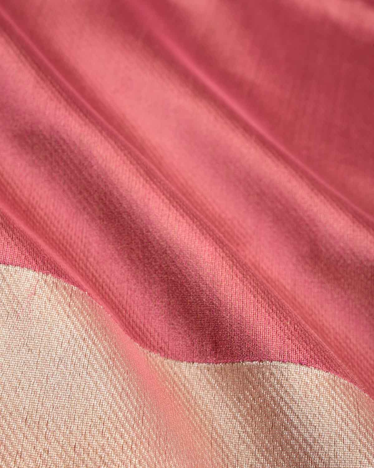 Metallic Garnet Drill Brocade Handwoven Net Tissue Banarasi Saree with Silver Zari Border Pallu-HolyWeaves