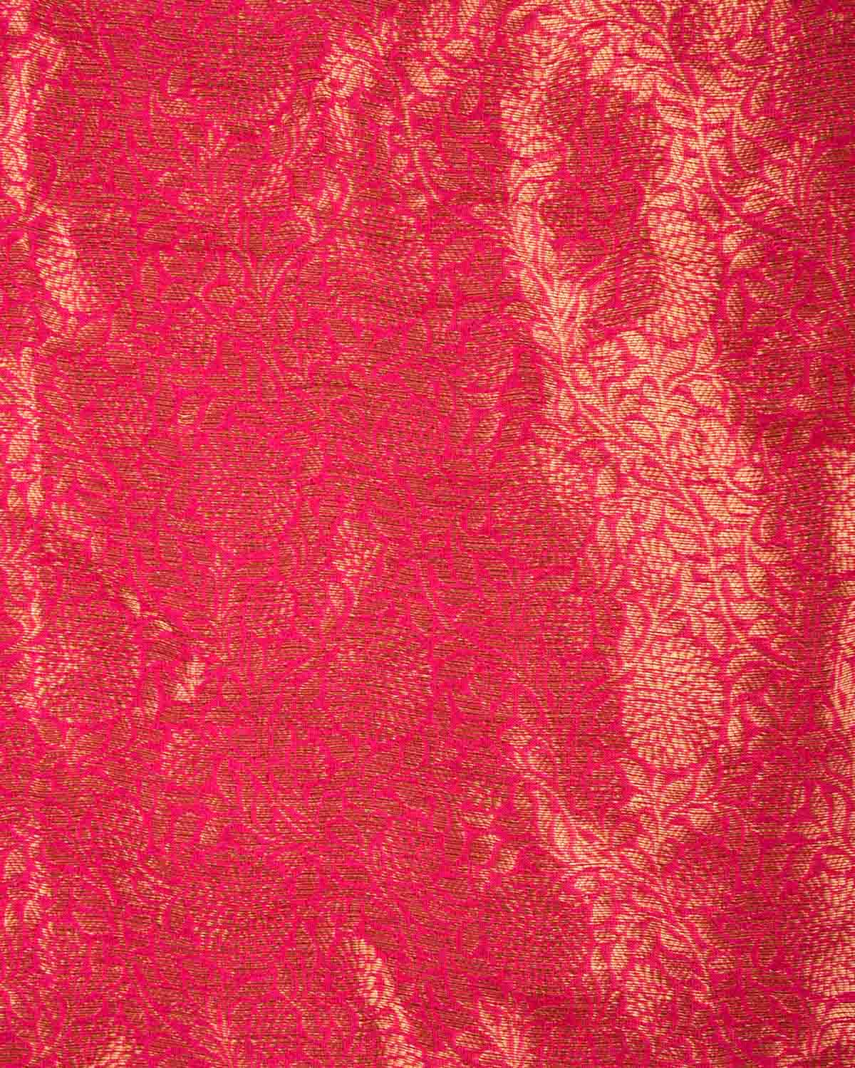 Ombre Fuchsia Pink Gold Zari Border Pallu Brocade Woven Khaddi Georgette Banarasi Saree-HolyWeaves