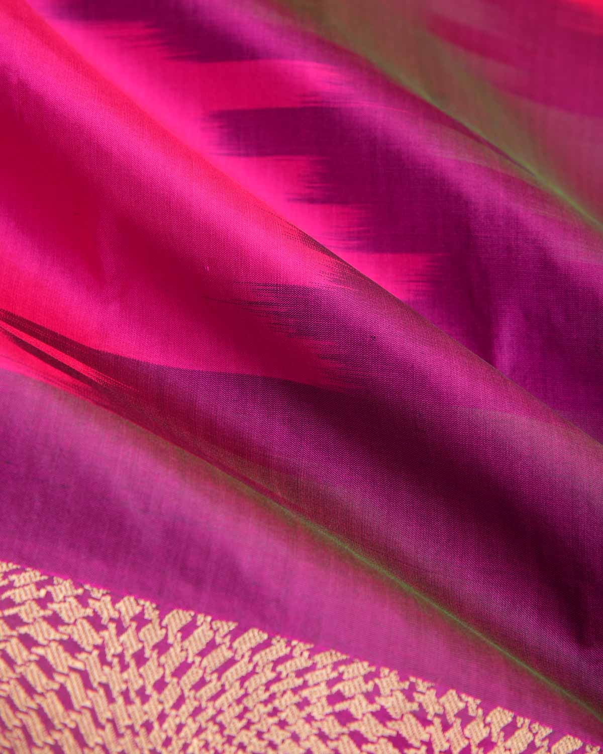 Rainbow Pink Kadhuan Brocade Handwoven Katan Silk Banarasi Saree-HolyWeaves