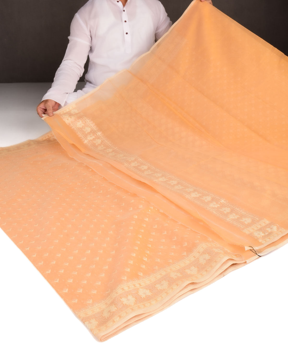 Yellow Alfi Buti Cutwork Brocade Woven Cotton Silk Banarasi Saree-HolyWeaves