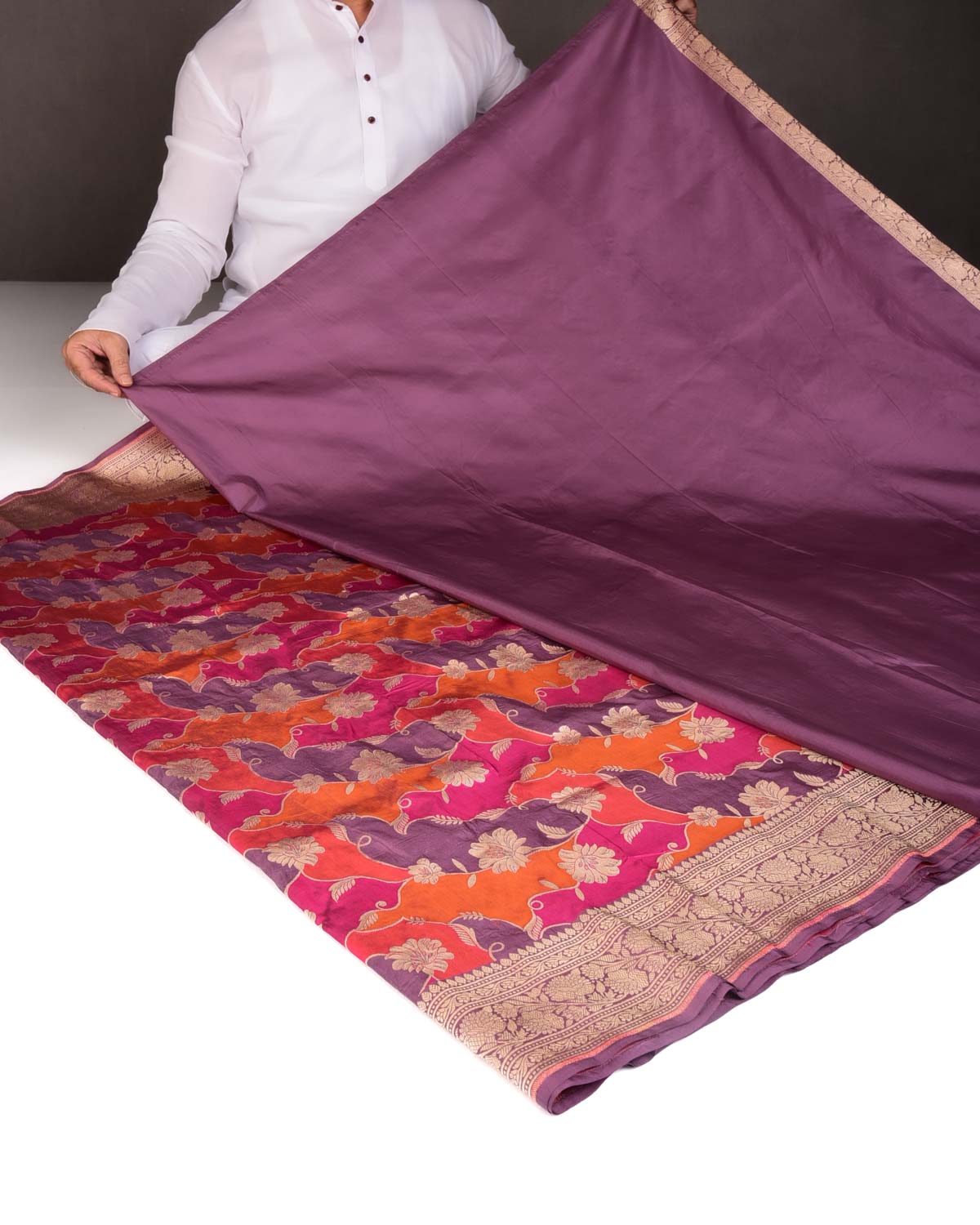 Multi-color Rangkaat Cutwork Brocade Handwoven Katan Silk Banarasi Saree-HolyWeaves