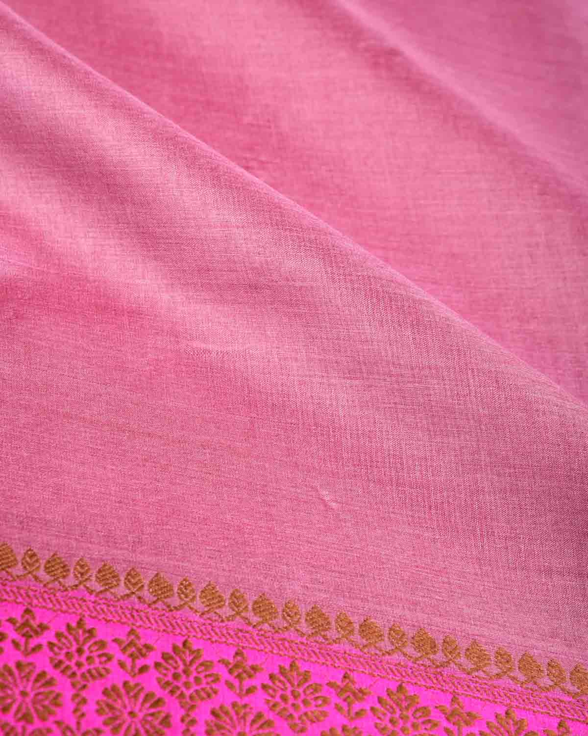 English Lavender Solid Woven Tasar Silk Saree with Contrast Border Pallu-HolyWeaves