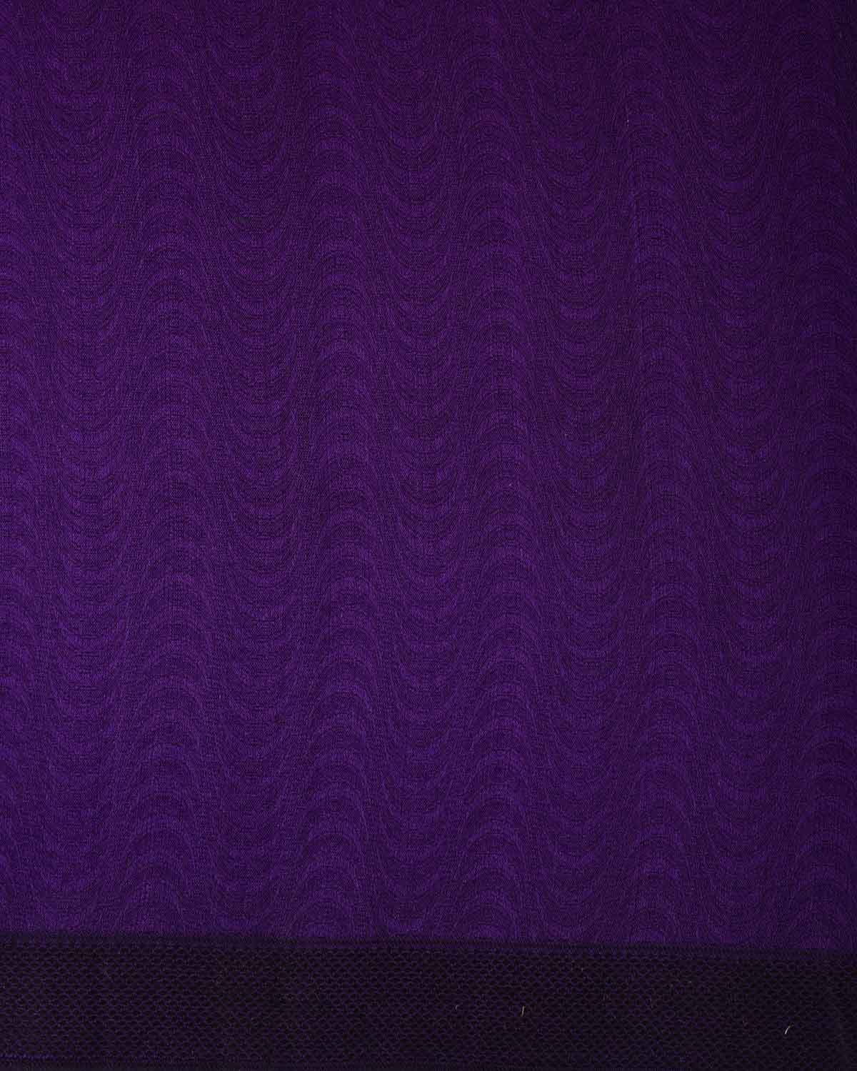 Purple WATERMARK Illusion Waves Tanchoi Handwoven Kora Silk Banarasi Saree-HolyWeaves